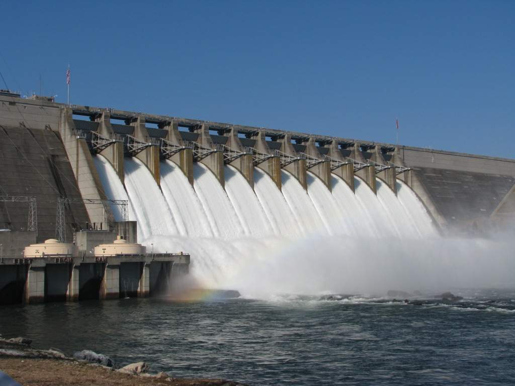 View of Dam with water cascading down